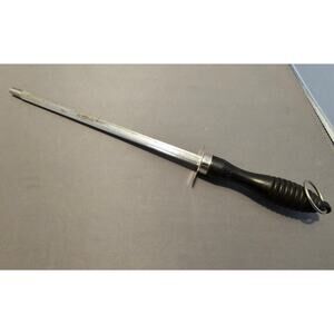 11-1/2" Black Plastic Handle Stainless Steel Knife Sharpener - Very Good